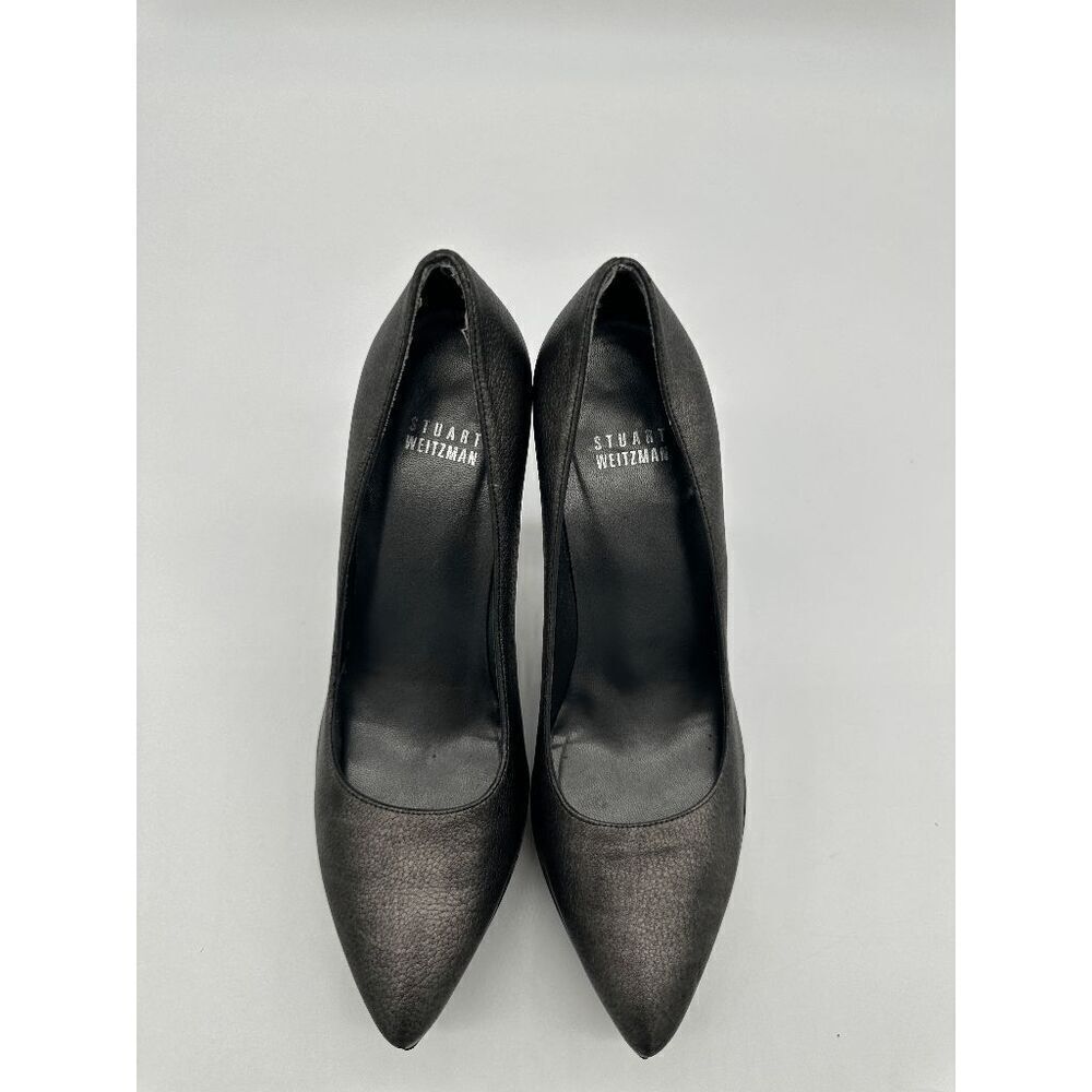 Stuart Weitzman Heels For Women Pointy Toe 4.5" Heel Sz 6.5 Metallic Gray
